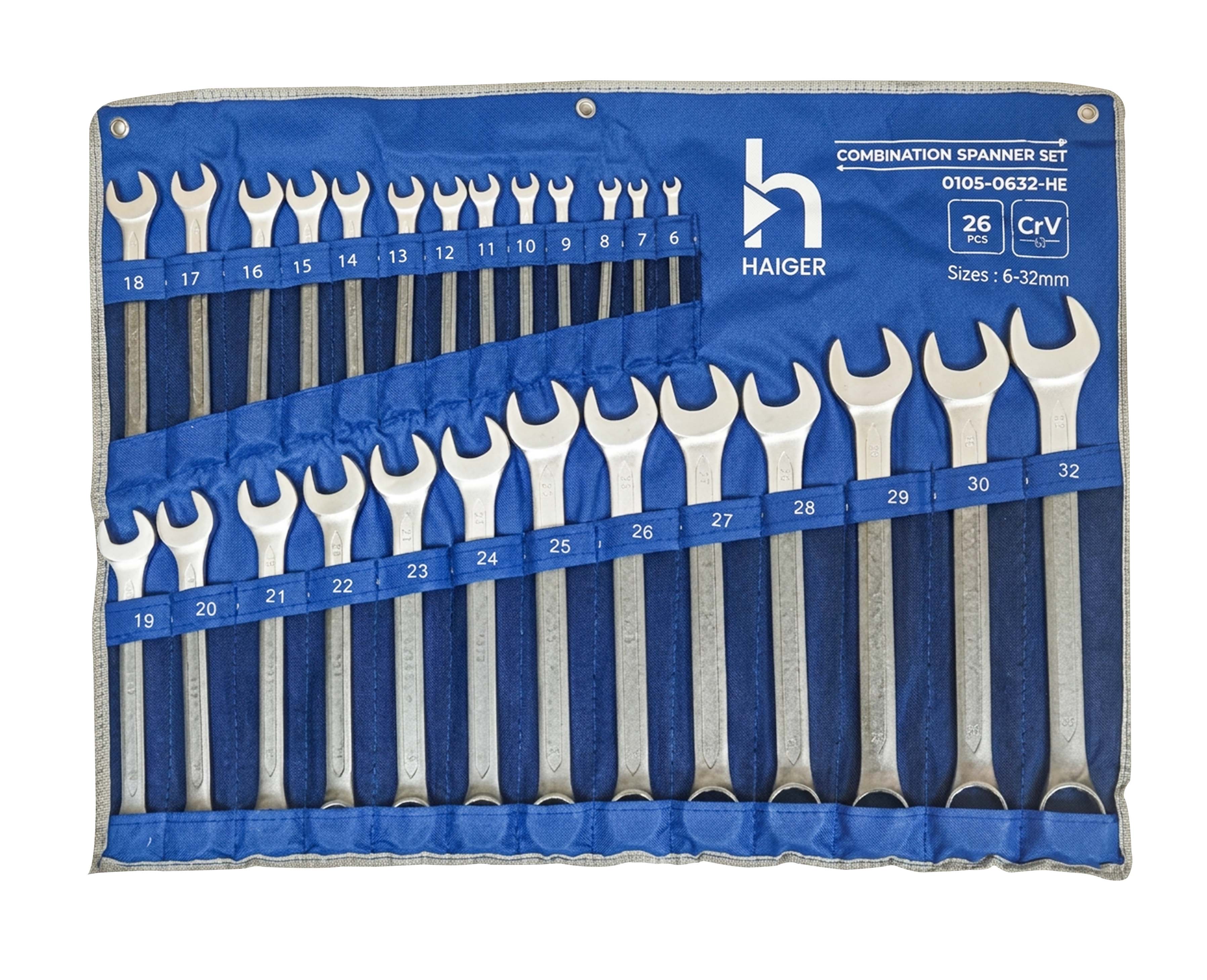 HAIGER Combination Spanner Set 26pcs 6-32mm