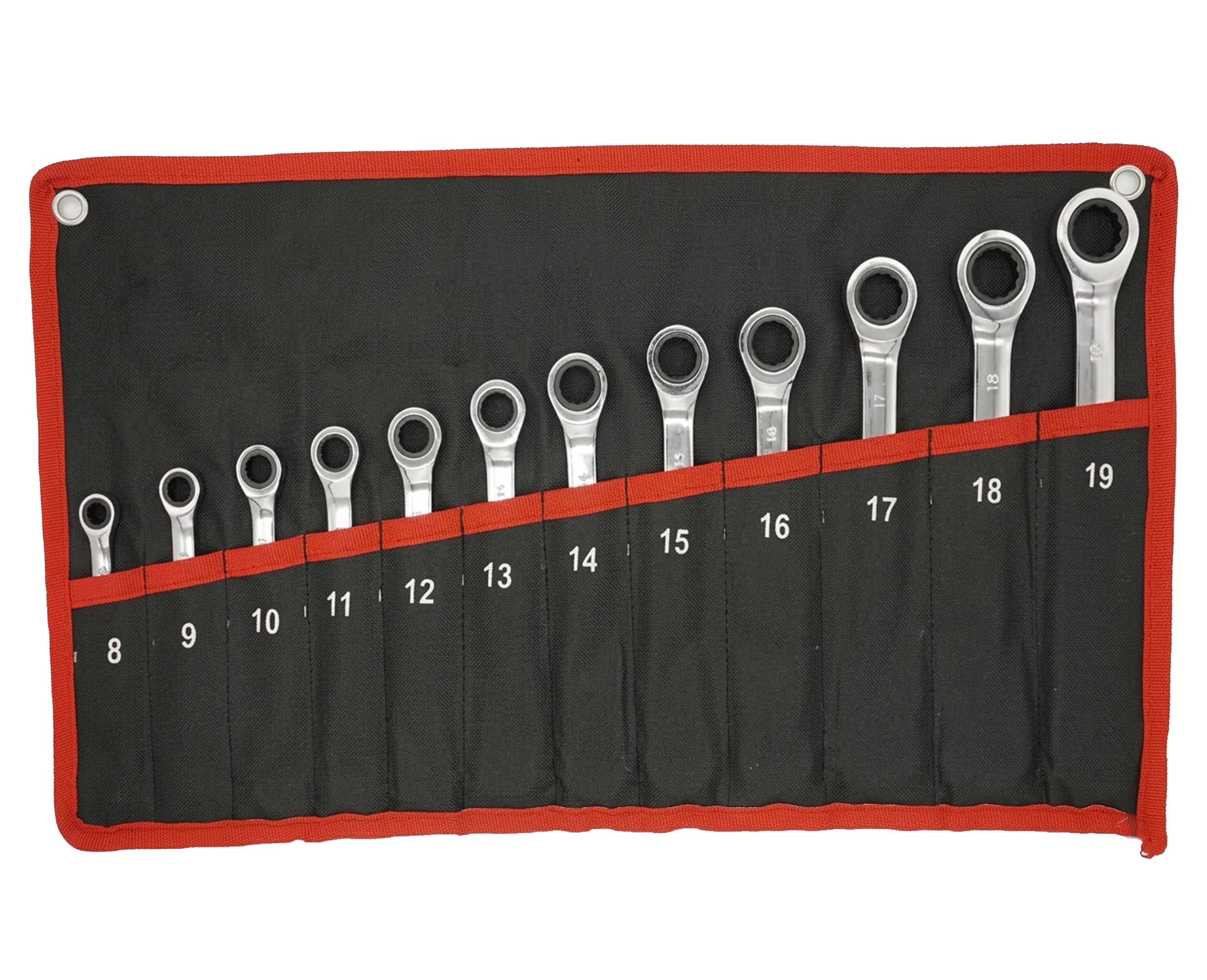 HAIGER Combination Ratchet Spanner Set 12pcs 8-19mm